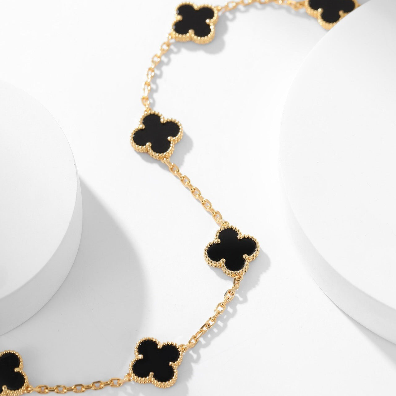 [Noble Jewelry]CLOVER 10 MOTIFS ONYX NECKLACE