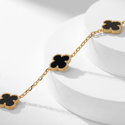 [Noble Jewelry]CLOVER 10 MOTIFS ONYX NECKLACE