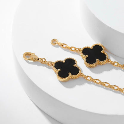 [Noble Jewelry]CLOVER 10 MOTIFS ONYX NECKLACE