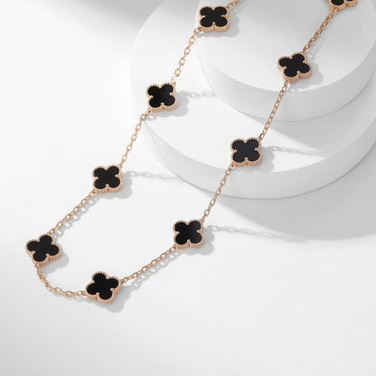 [Noble Jewelry]CLOVER 10 MOTIFS ONYX NECKLACE