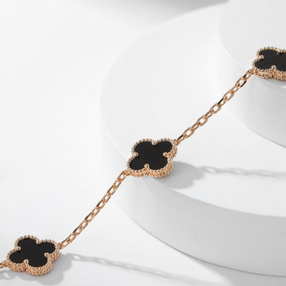 [Noble Jewelry]CLOVER 10 MOTIFS ONYX NECKLACE