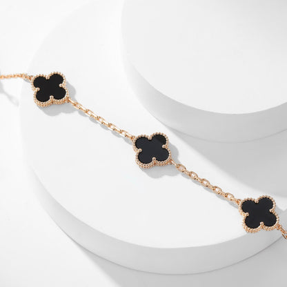 [Noble Jewelry]CLOVER 10 MOTIFS ONYX NECKLACE