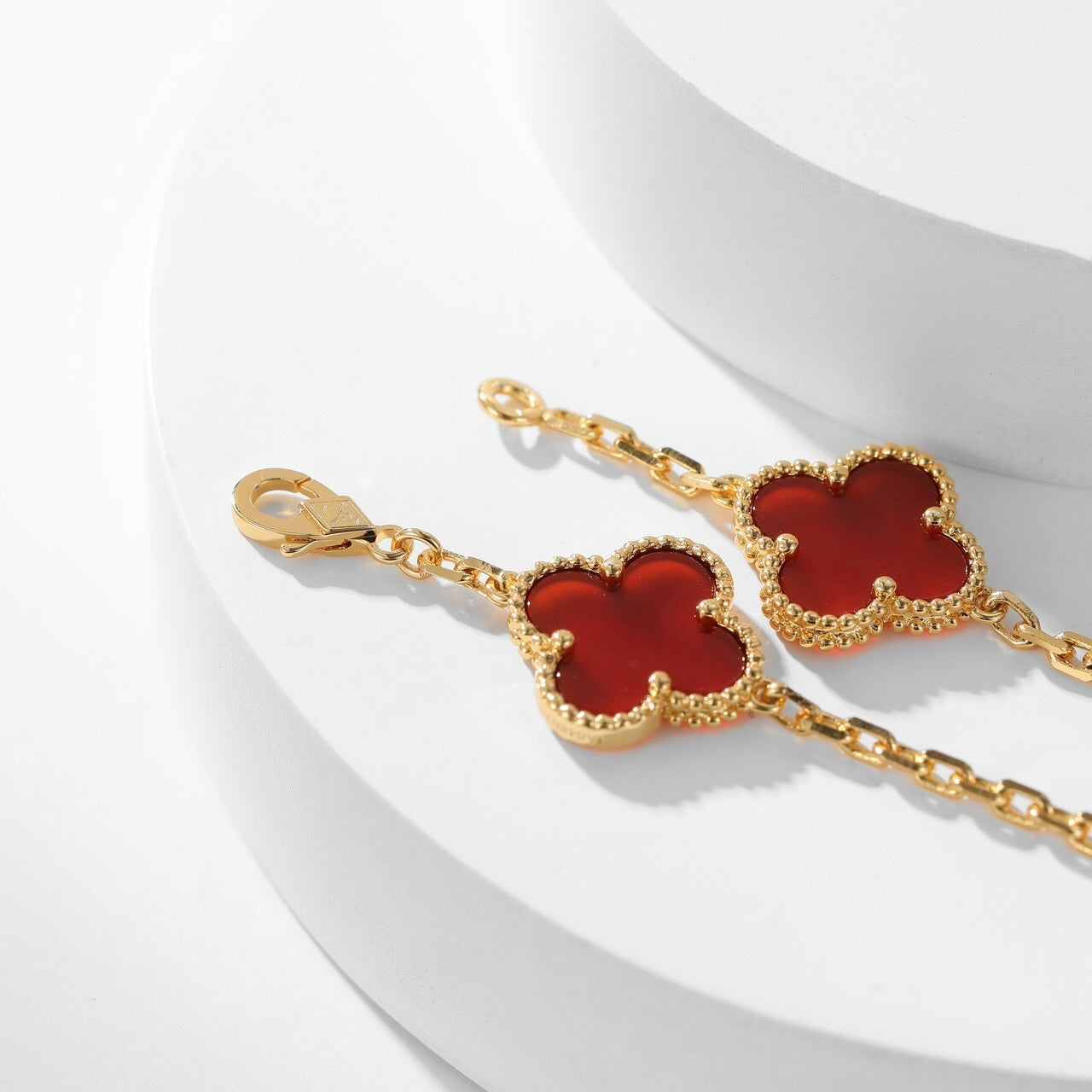 [Noble Jewelry]CLOVER 10 MOTIFS CARNELIAN NECKLACE