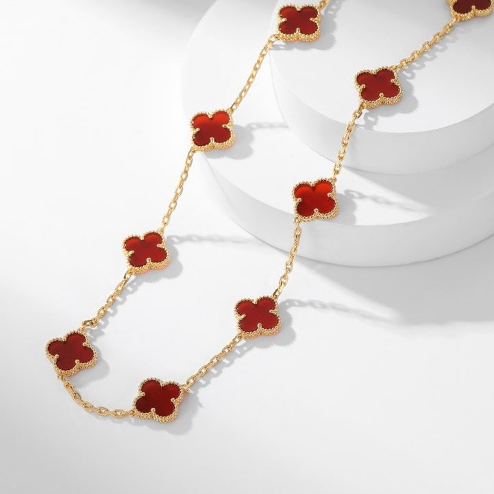 [Noble Jewelry]CLOVER 10 MOTIFS CARNELIAN NECKLACE