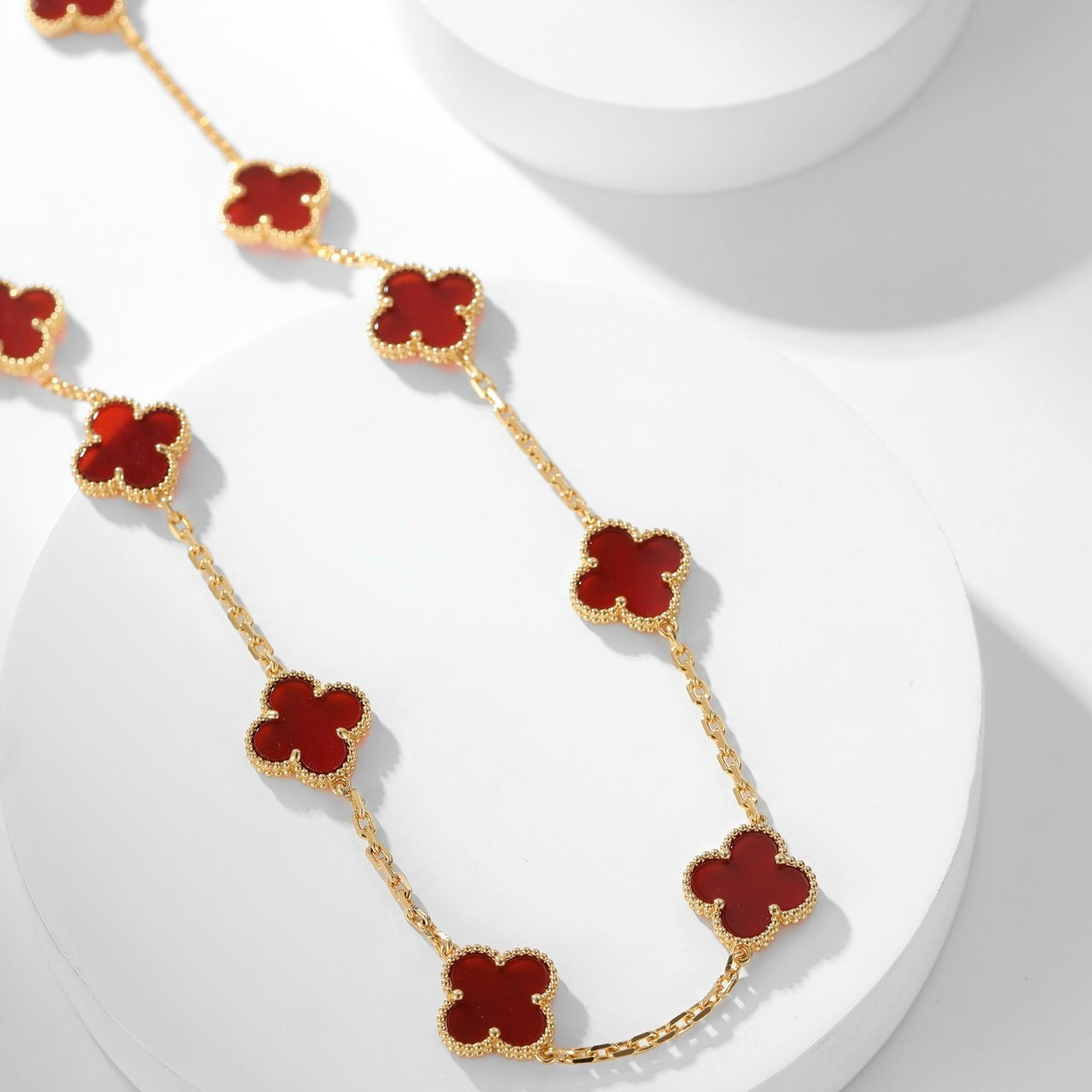 [Noble Jewelry]CLOVER 10 MOTIFS CARNELIAN NECKLACE