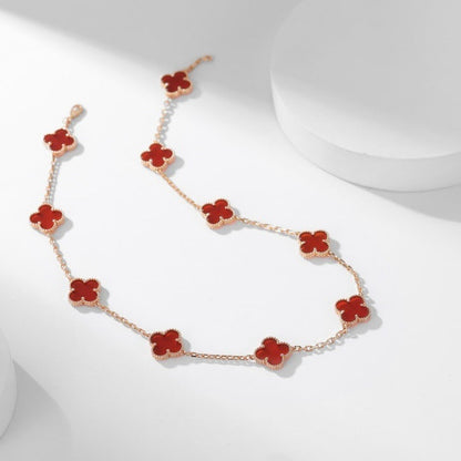 [Noble Jewelry]CLOVER 10 MOTIFS CARNELIAN NECKLACE