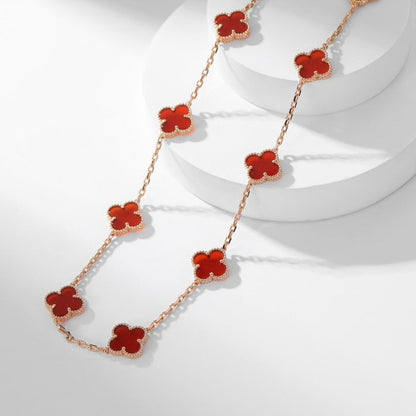 [Noble Jewelry]CLOVER 10 MOTIFS CARNELIAN NECKLACE