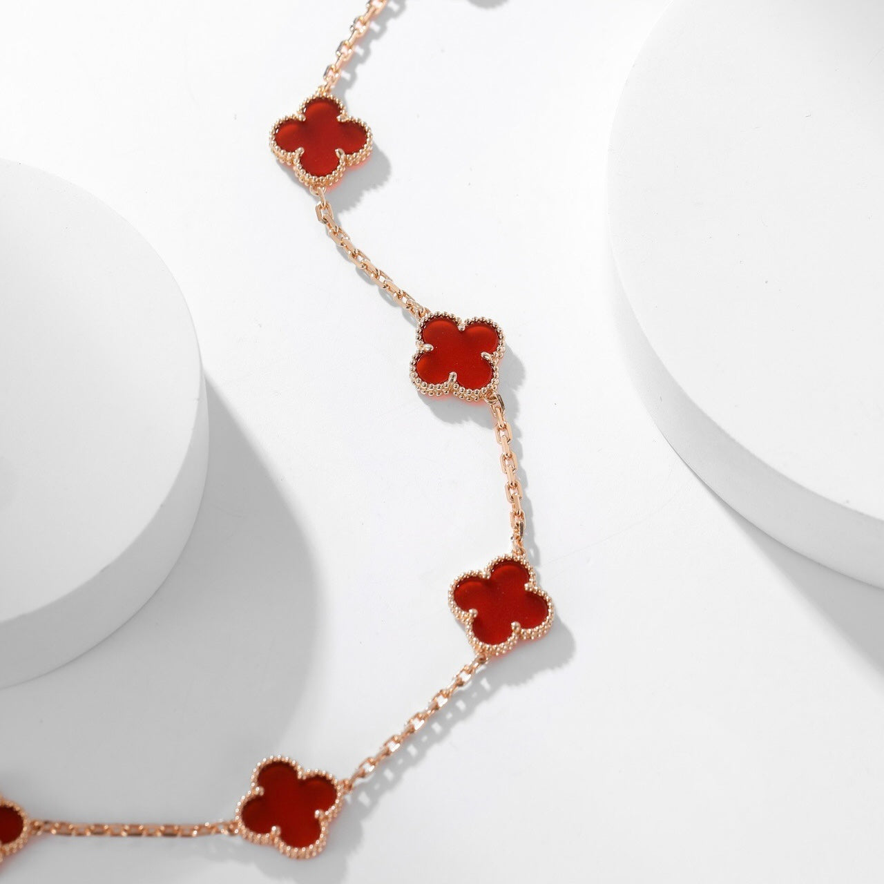 [Noble Jewelry]CLOVER 10 MOTIFS CARNELIAN NECKLACE