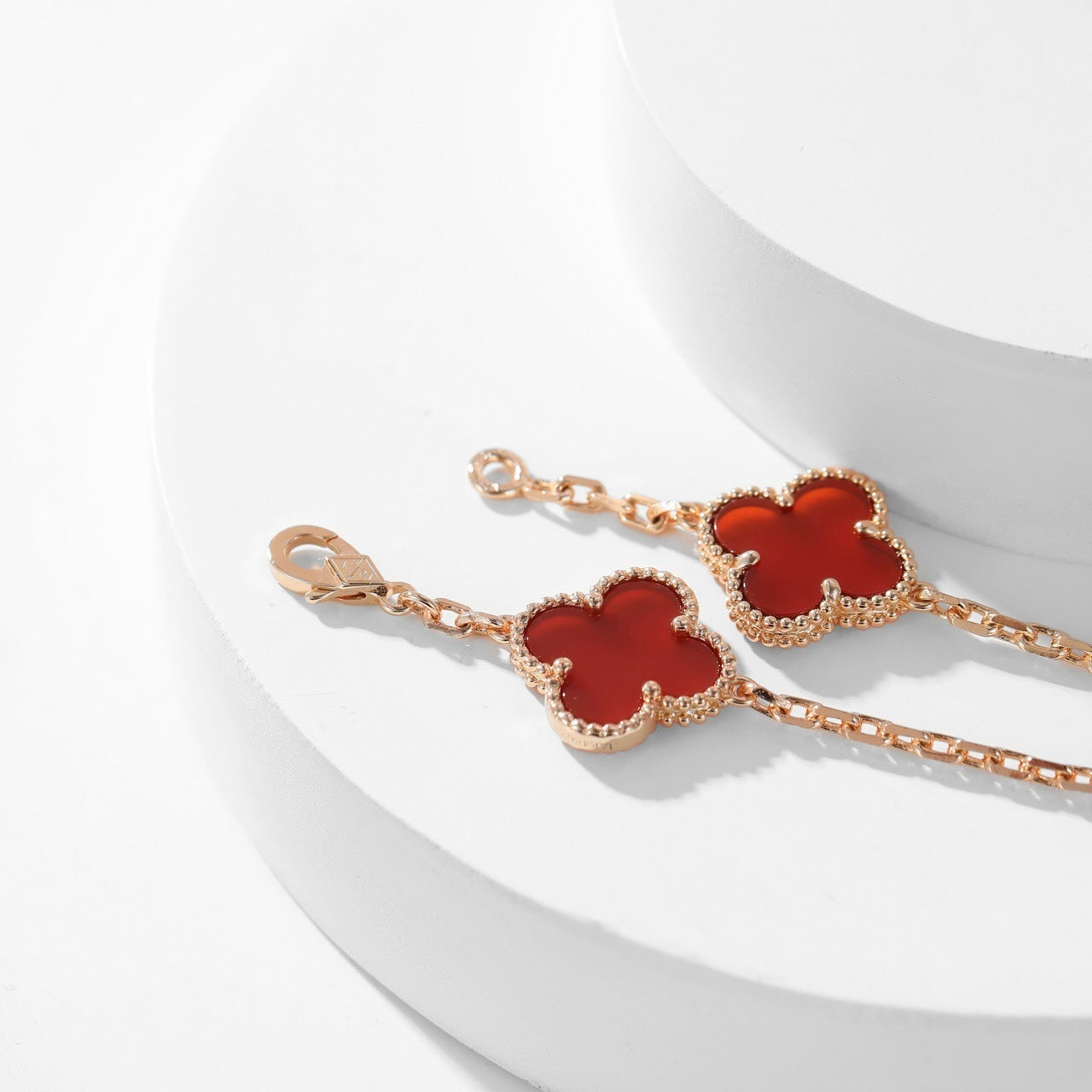 [Noble Jewelry]CLOVER 10 MOTIFS CARNELIAN NECKLACE