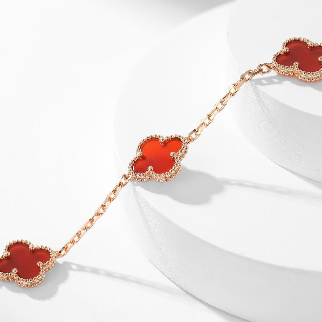 [Noble Jewelry]CLOVER 10 MOTIFS CARNELIAN NECKLACE