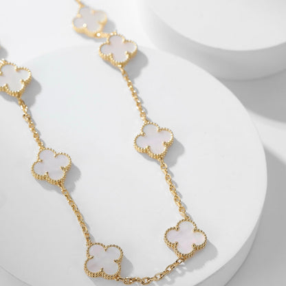 [Noble Jewelry]CLOVER 10 MOTIFS WHITE MOTHER OF PEARL NECKLACE