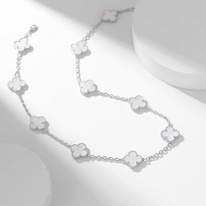 [Noble Jewelry]CLOVER 10 MOTIFS WHITE MOTHER OF PEARL NECKLACE