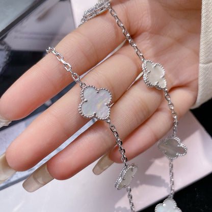 [Noble Jewelry]CLOVER 10 MOTIFS WHITE MOTHER OF PEARL NECKLACE