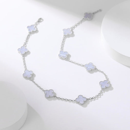 [Noble Jewelry]CLOVER 10 MOTIFS PURPLE CHALCEDONY NECKLACE