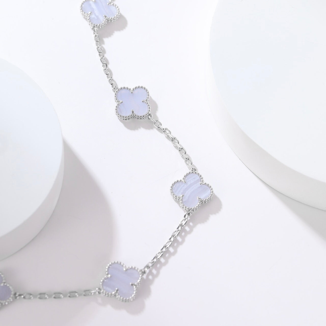 [Noble Jewelry]CLOVER 10 MOTIFS PURPLE CHALCEDONY NECKLACE