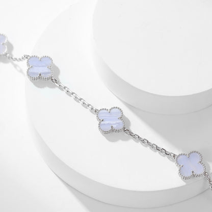 [Noble Jewelry]CLOVER 10 MOTIFS PURPLE CHALCEDONY NECKLACE