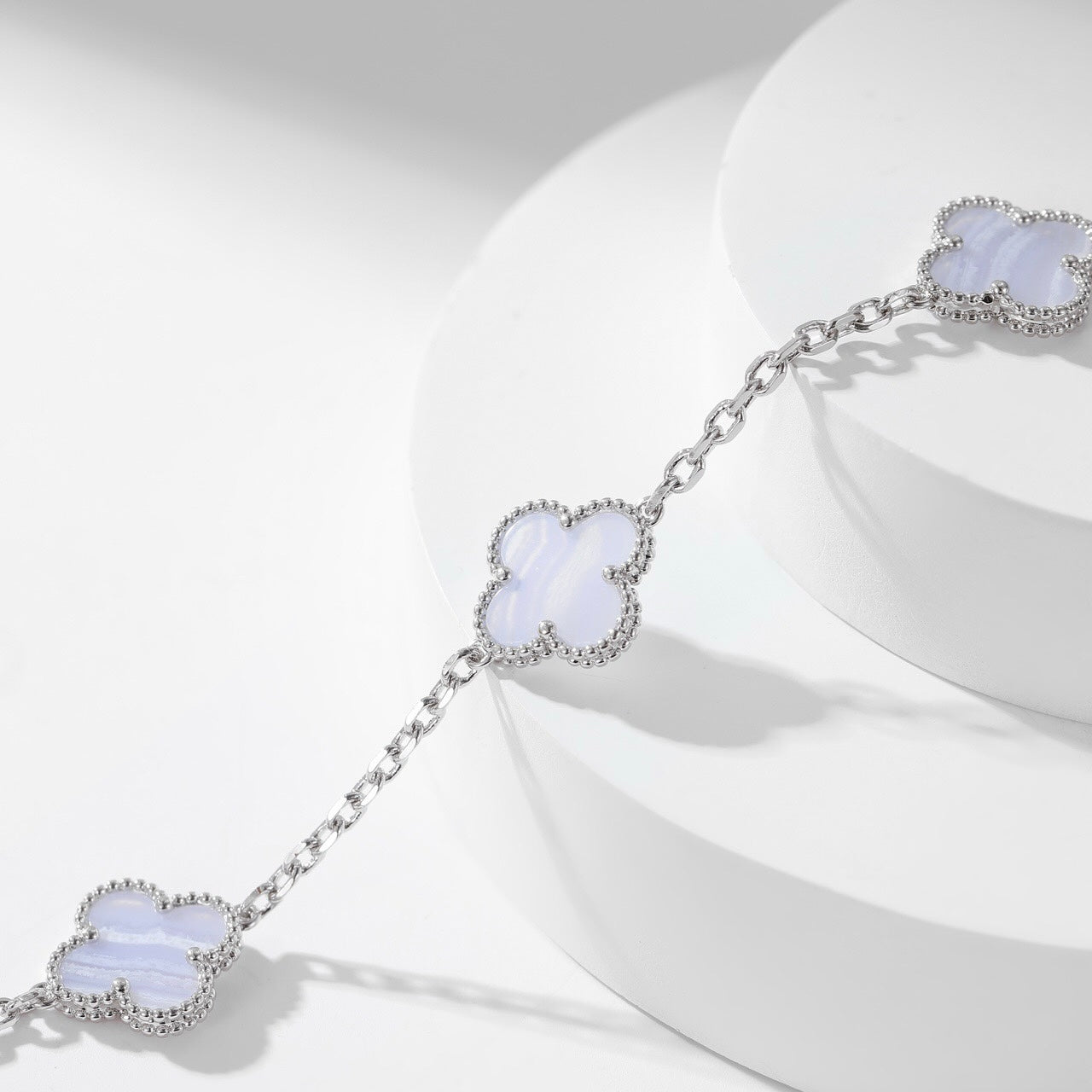 [Noble Jewelry]CLOVER 10 MOTIFS PURPLE CHALCEDONY NECKLACE