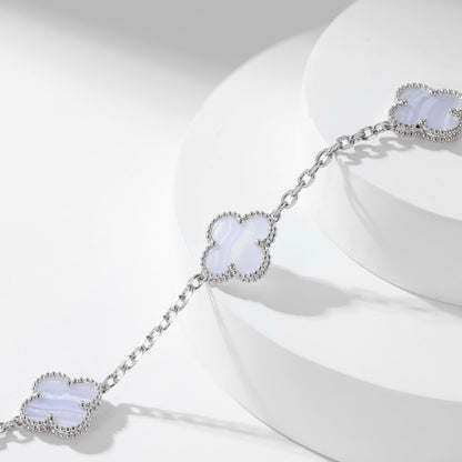 [Noble Jewelry]CLOVER 10 MOTIFS PURPLE CHALCEDONY NECKLACE