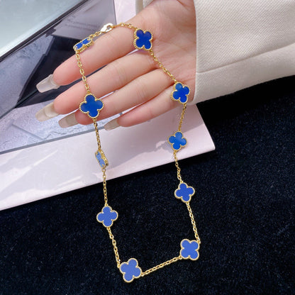 [Noble Jewelry]CLOVER 10 MOTIFS BLUE AGATE NECKLACE