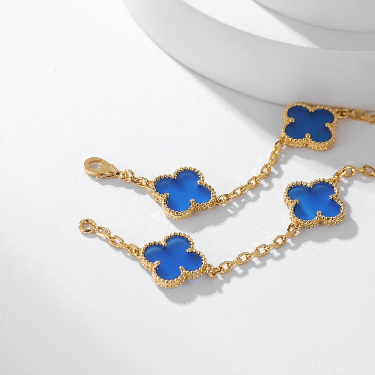 [Noble Jewelry]CLOVER 10 MOTIFS BLUE AGATE NECKLACE