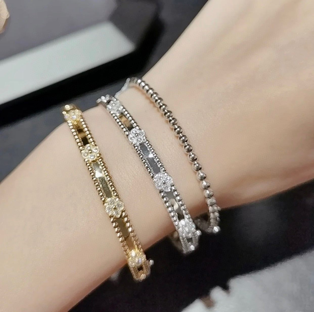 [Noble Jewelry]CLOVER BRACELET 4MM DIAMONDS