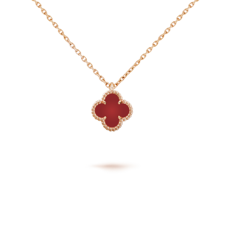 [Noble Jewelry]CLOVER MINI 9.5MM WHITE CARNELIANS NECKLACE