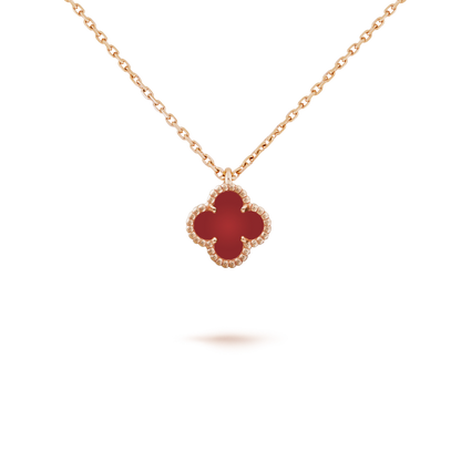 [Noble Jewelry]CLOVER MINI 9.5MM WHITE CARNELIANS NECKLACE