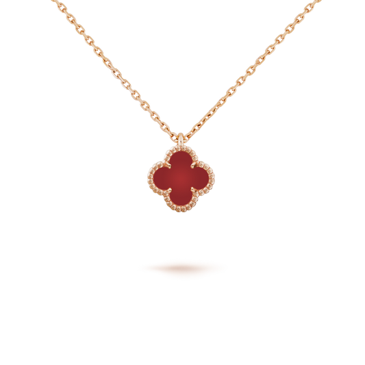 [Noble Jewelry]CLOVER MINI 9.5MM WHITE CARNELIANS NECKLACE