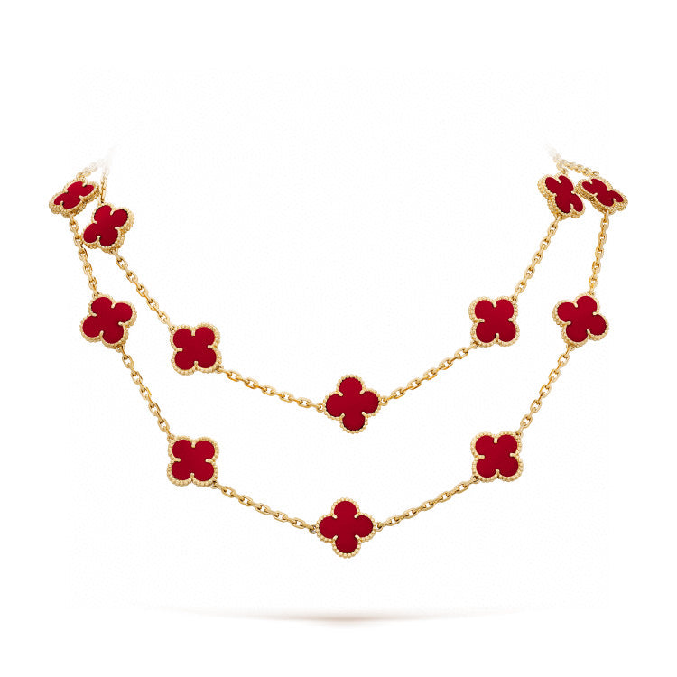 [Noble Jewelry]CLOVER 20 MOTIFS CARNELIAN NECKLACE