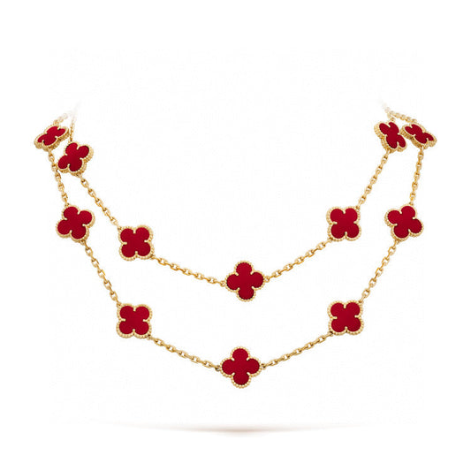 [Noble Jewelry]CLOVER 20 MOTIFS CARNELIAN NECKLACE