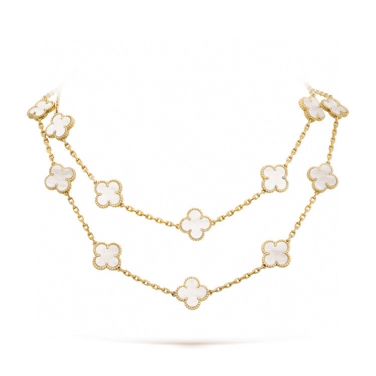 [Noble Jewelry]CLOVER 20 MOTIFS WHITE MOP NECKLACE