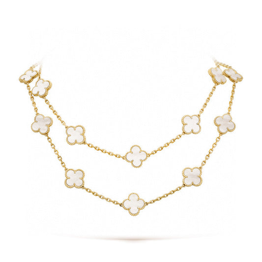 [Noble Jewelry]CLOVER 20 MOTIFS WHITE MOP NECKLACE