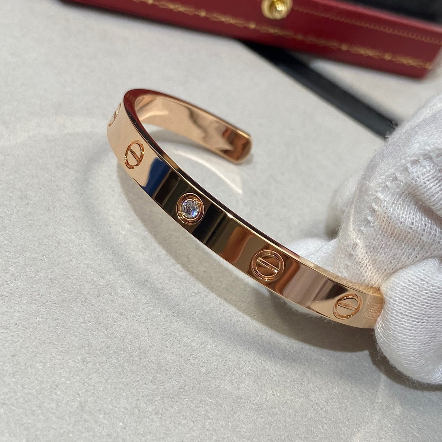 [Noble Jewelry]LOVE BRACELET 6.1MM 1 DIAMOND OPEN CUFF