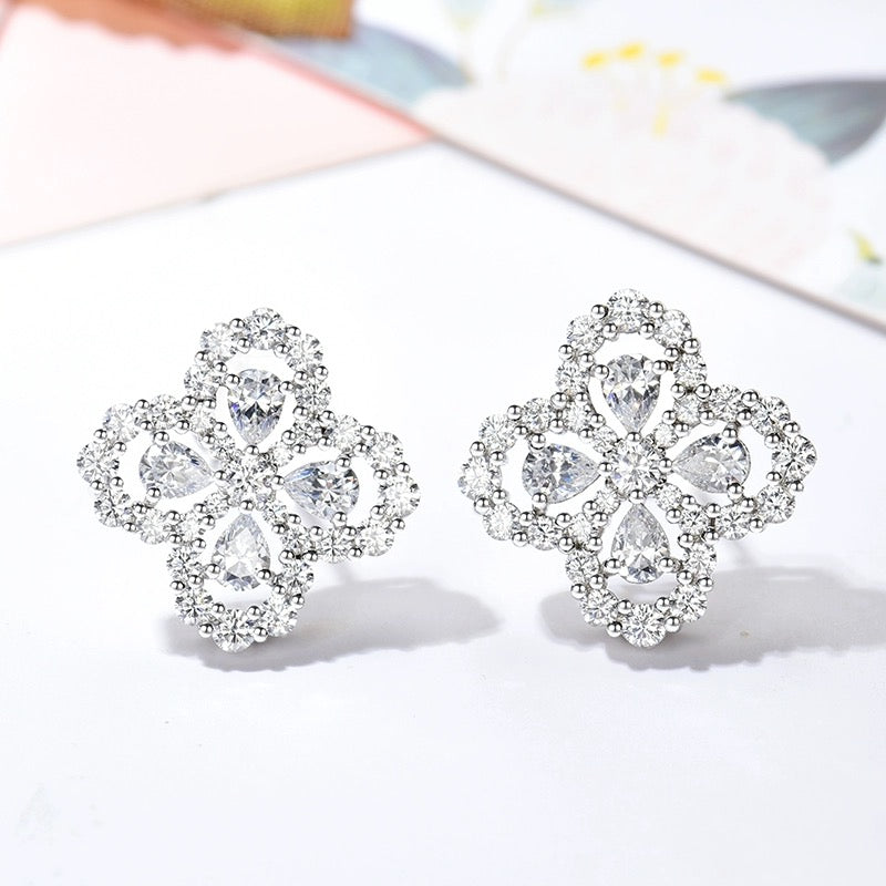 [Noble Jewelry]LOOP EARRINGS FULL MOTIF DIAMOND 16MM SILVE