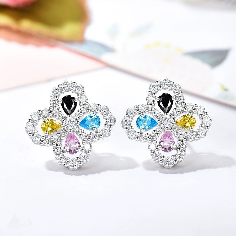 [Noble Jewelry]LOOP EARRINGS FULL MOTIF DIAMOND 16MM SILVE