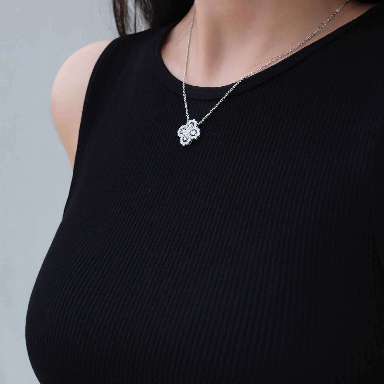 [Noble Jewelry]LOOP NECKLACE FULL MOTIF DIAMOND COMBINATION