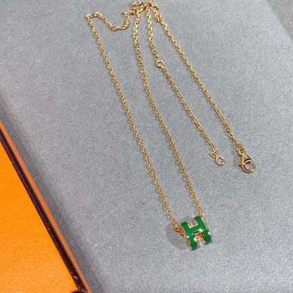 [Noble Jewelry]POP H GREEN NECKLACE SILVER AND GOLD