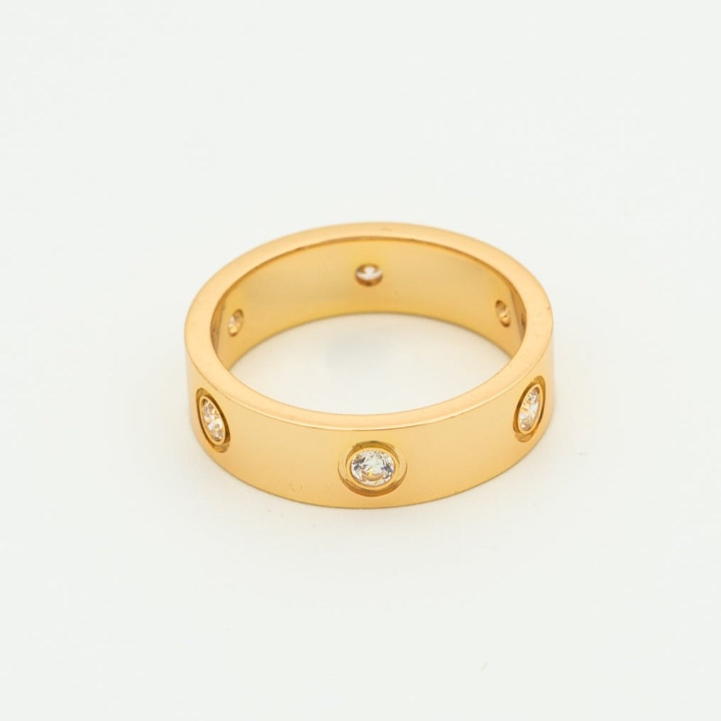 [Noble Jewelry]LOVE RING 5.5MM 6 DIAMONDS PINK GOLD