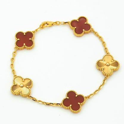 [Noble Jewelry]CLOVER  5 MOTIFS CARNELIAN GOLD BRACELET