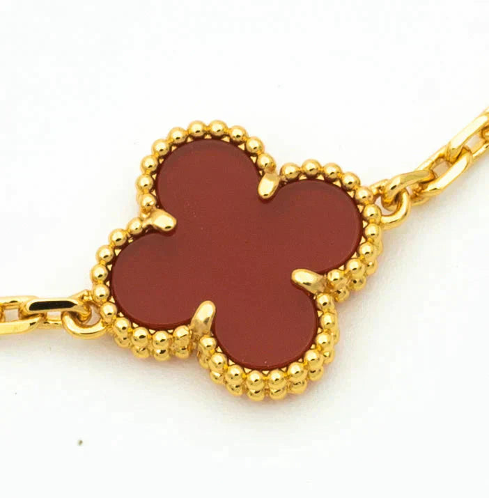 [Noble Jewelry]CLOVER  5 MOTIFS CARNELIAN GOLD BRACELET