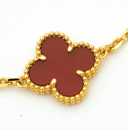 [Noble Jewelry]CLOVER 5 MOTIFS CARNELIAN DIAMOND BRACELET