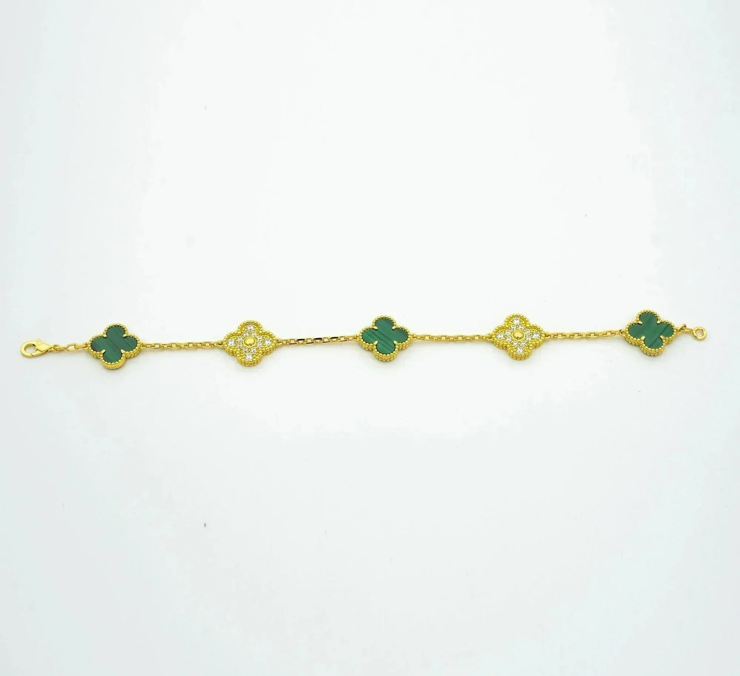 [Noble Jewelry]CLOVER  5 MOTIF MALACHITE DIAMOND BRACELET