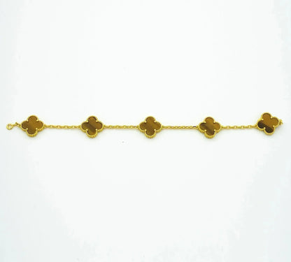 [Noble Jewelry]CLOVER  5 MOTIFS TIGER EYE BRACELET