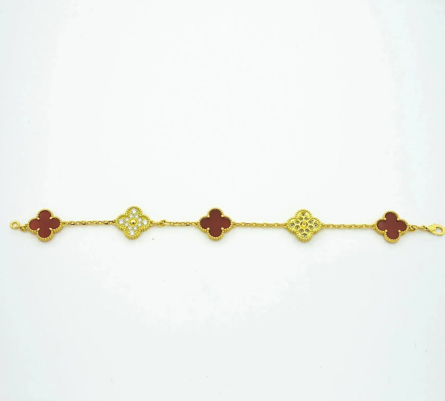 [Noble Jewelry]CLOVER 5 MOTIFS CARNELIAN DIAMOND BRACELET