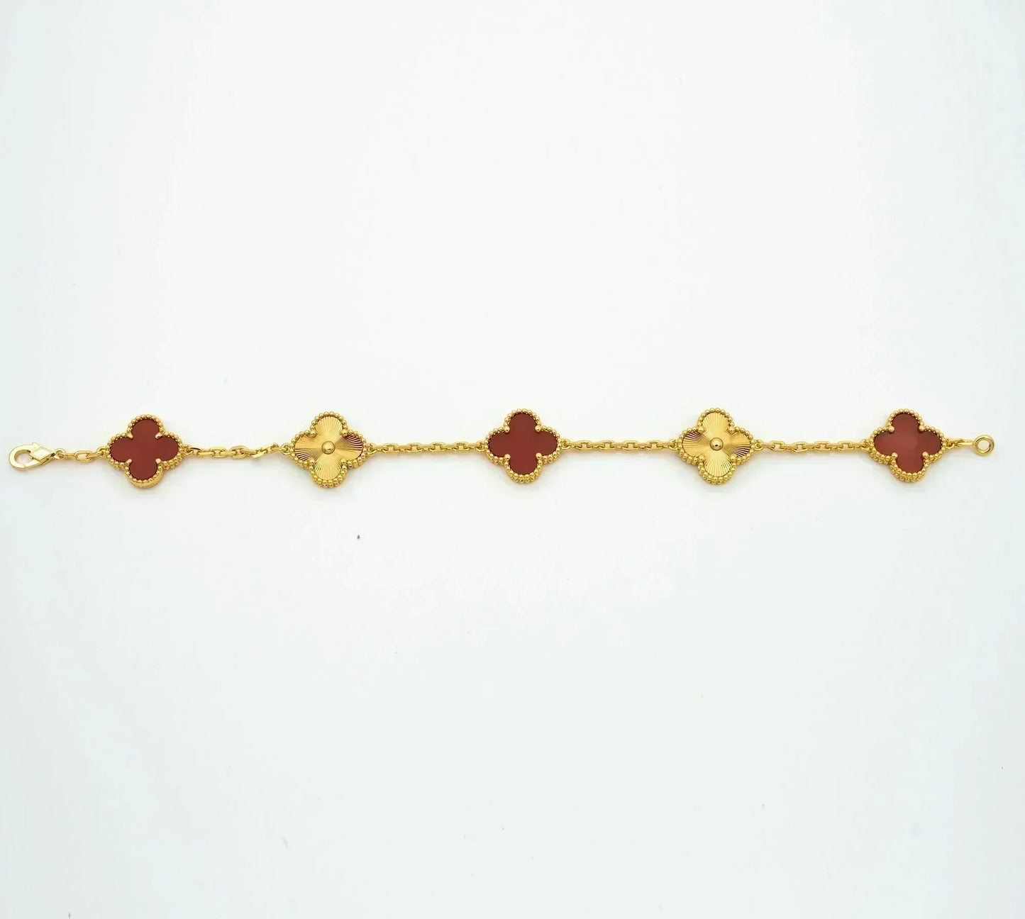 [Noble Jewelry]CLOVER  5 MOTIFS CARNELIAN GOLD BRACELET