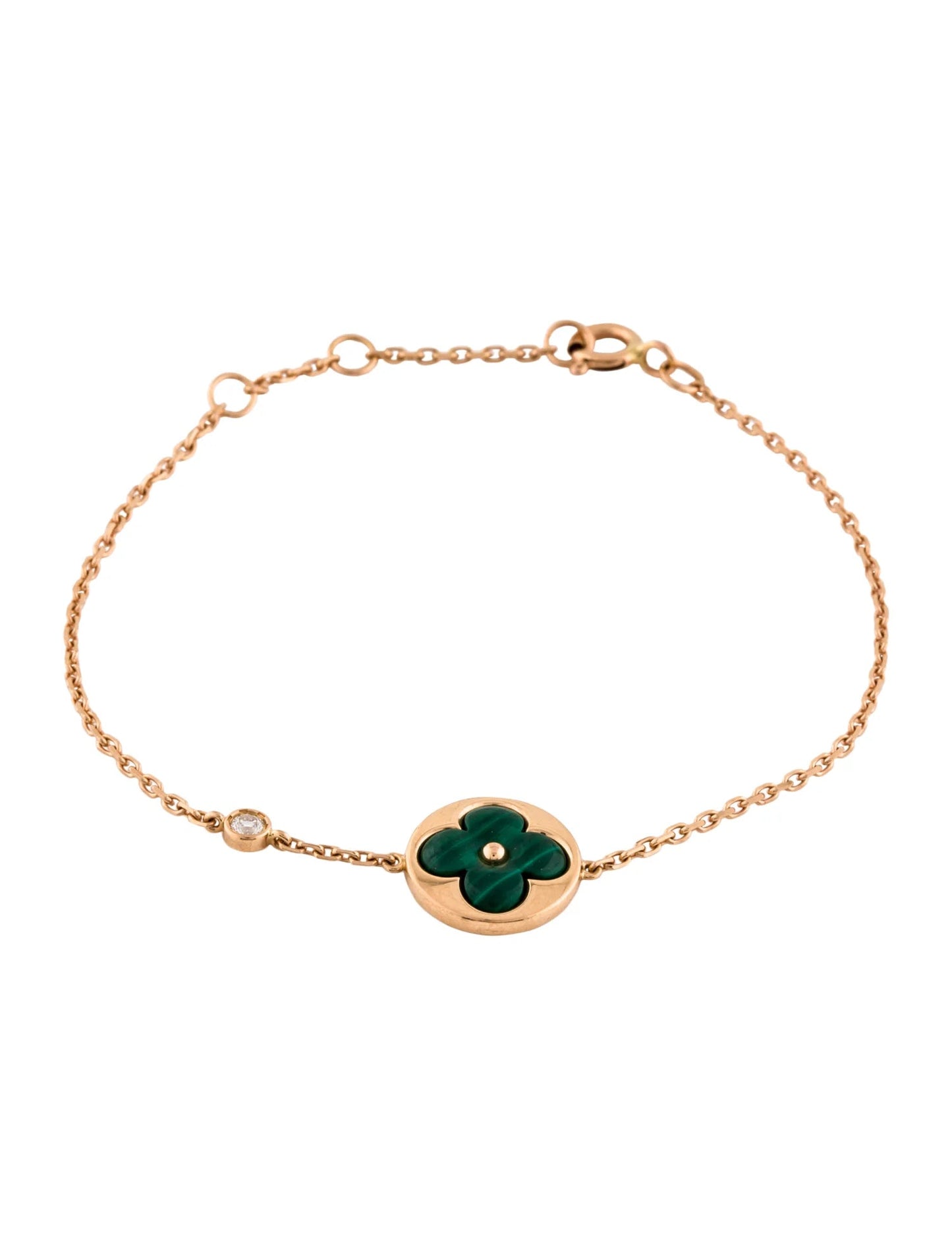 [Noble Jewelry]SUN MALACHITE 1 DIAMOND PINK GOLD BRACELET