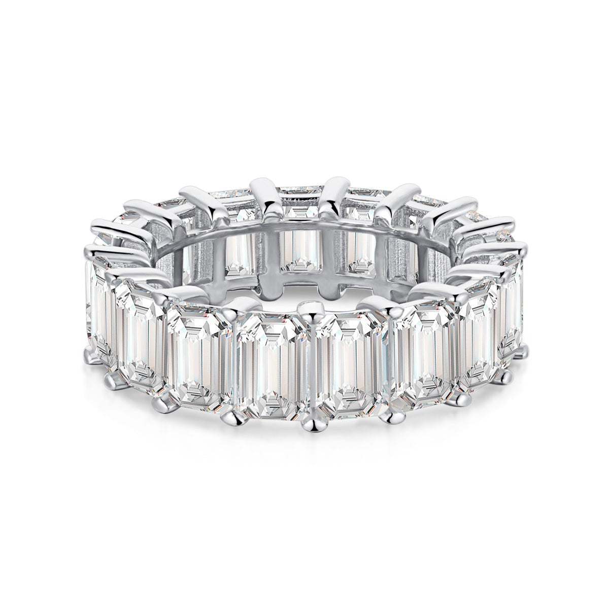 [Noble Jewelry]0.75 Carat Elegant Emerald Cut Tennis Ring