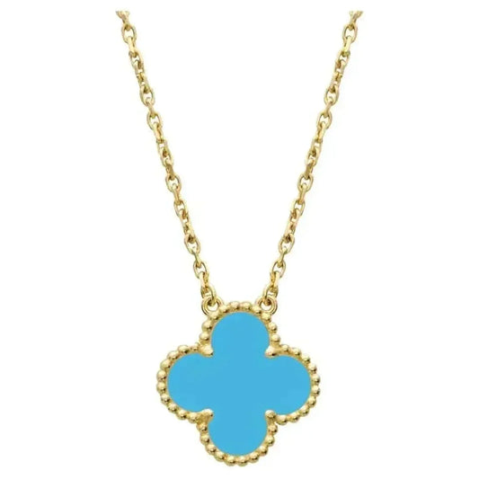 [Noble Jewelry]CLOVER 15MM VINTAGE TURQUOISE NECKLACE