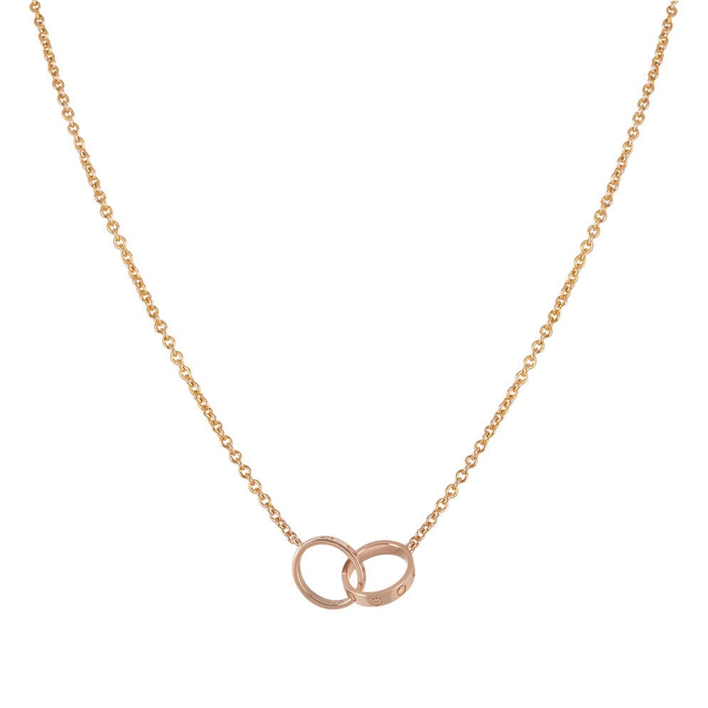 [Noble Jewelry]LOVE NECKLACE DOUBLE RING PINK GOLD