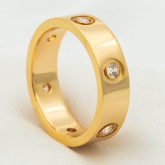 [Noble Jewelry]LOVE RING 5.5MM 6 DIAMONDS PINK GOLD